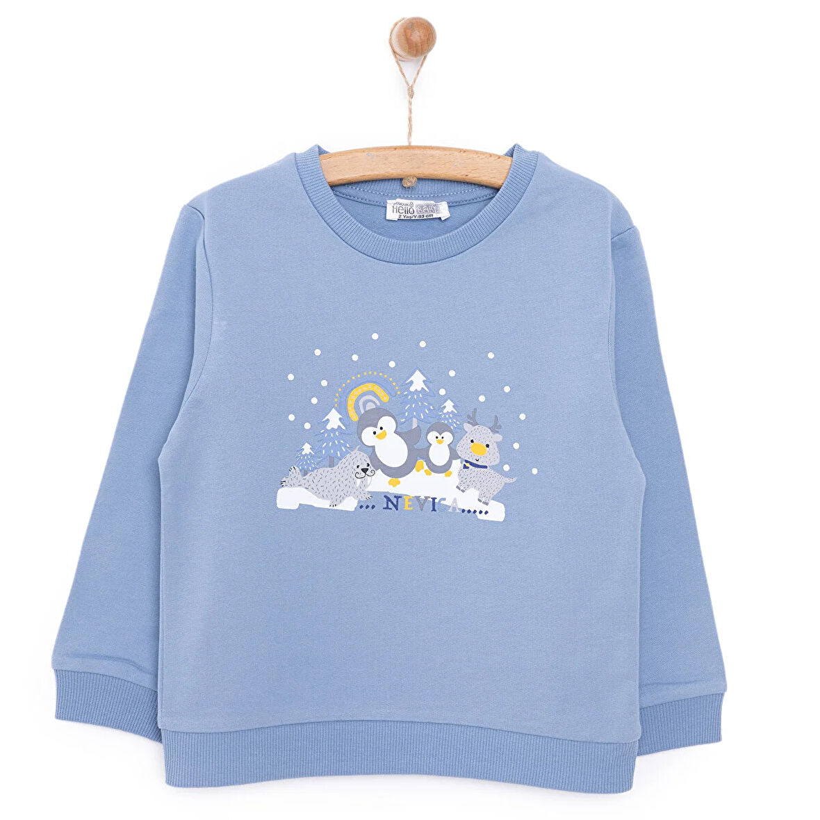 HelloBaby Basic Az Şardonlu Aslan Desenli Sweatshirt Erkek Bebek