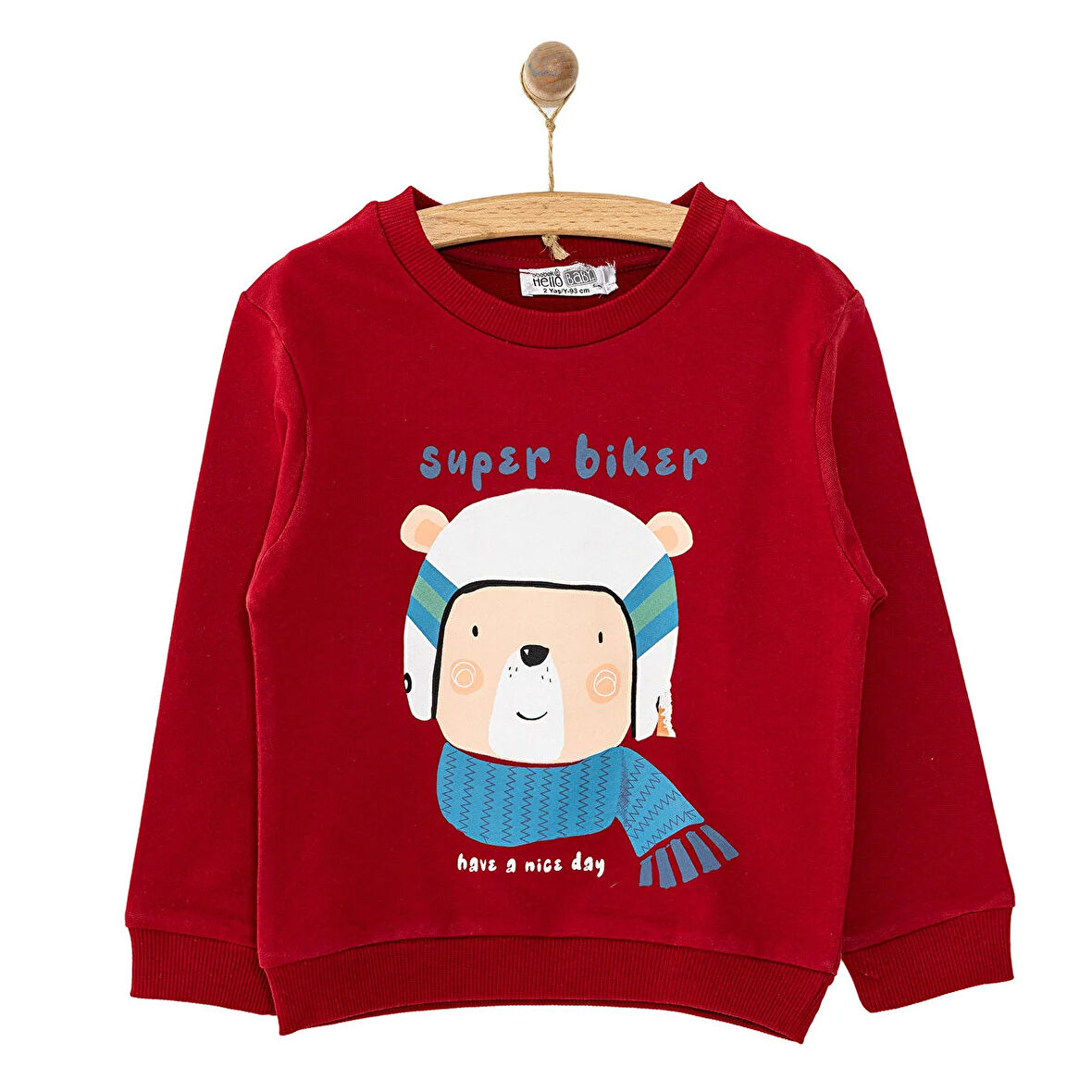 HelloBaby Basic Az Şardonlu Aslan Desenli Sweatshirt Erkek Bebek