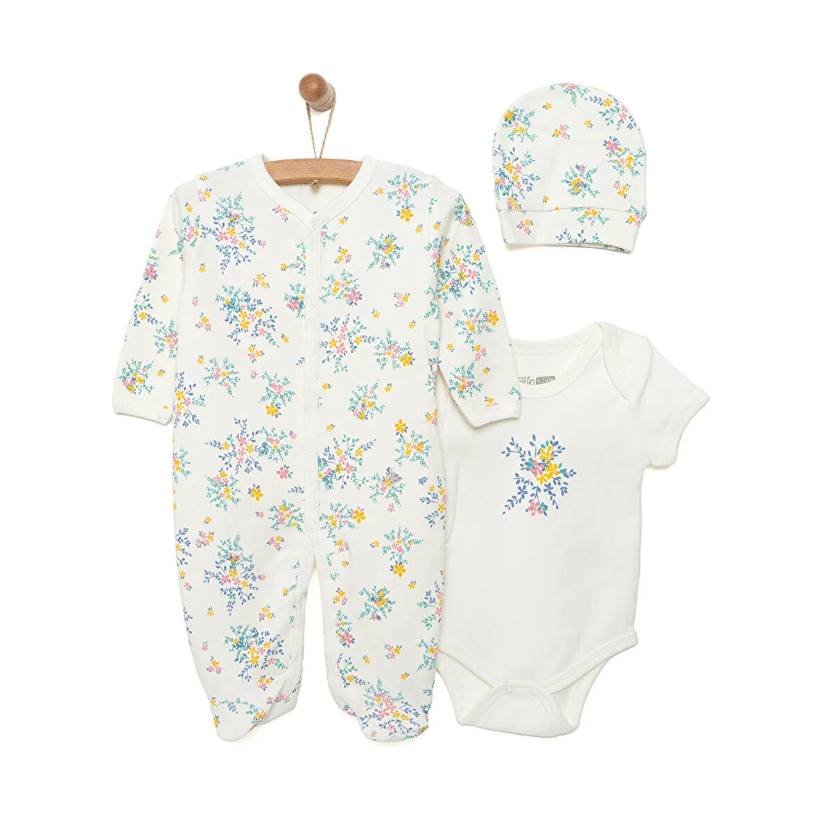 HelloBaby Tulum-Body-Şapka Kız Bebek