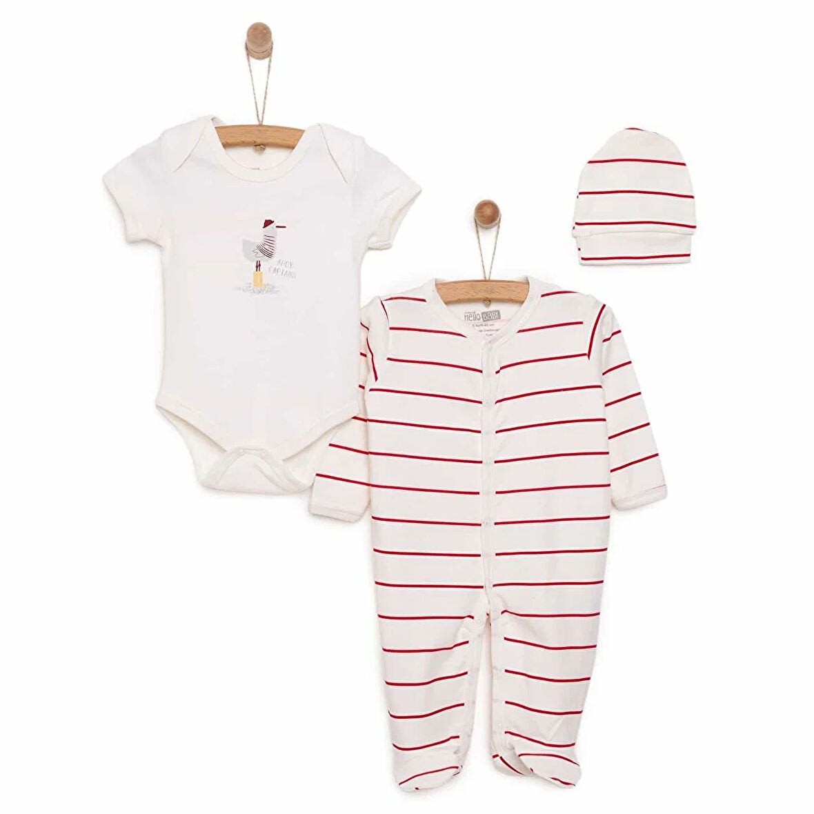 HelloBaby Erkek Tulum-Body-Şapka Erkek Bebek