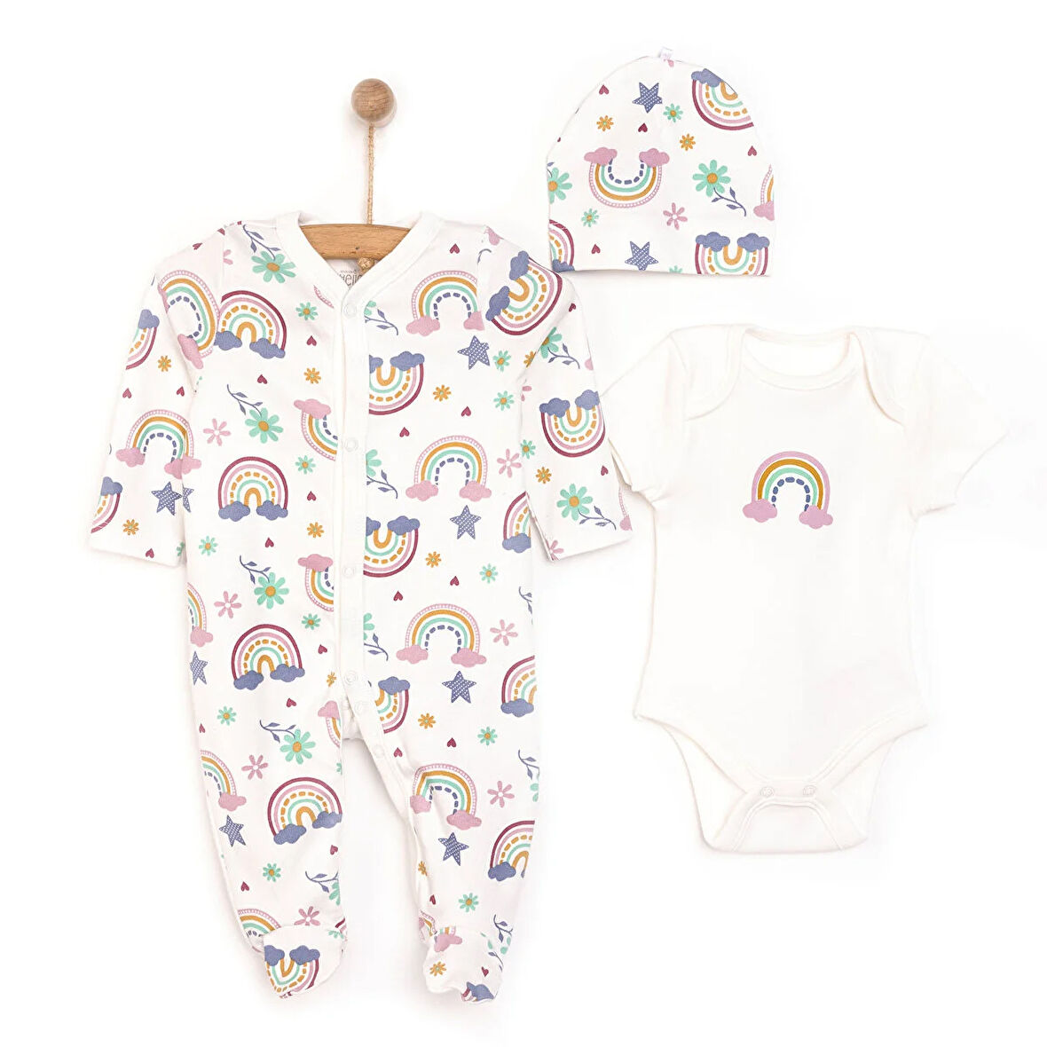 HelloBaby Kız Tulum-Body-Şapka Kız Bebek