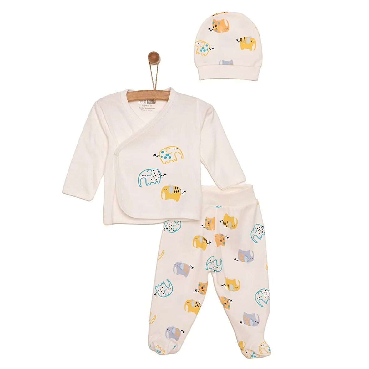 HelloBaby Unisex Zıbın-Şapka-Patikli Alt Unisex