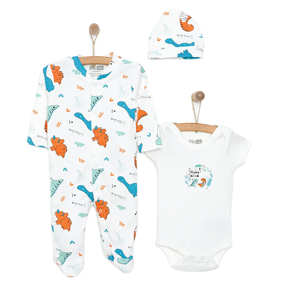 HelloBaby Erkek Tulum-Body-Şapka Erkek Bebek