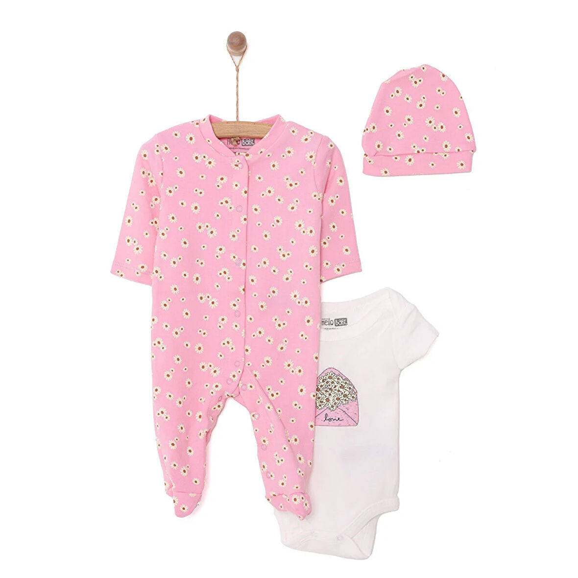 HelloBaby Kız Tulum-Body-Şapka Kız Bebek