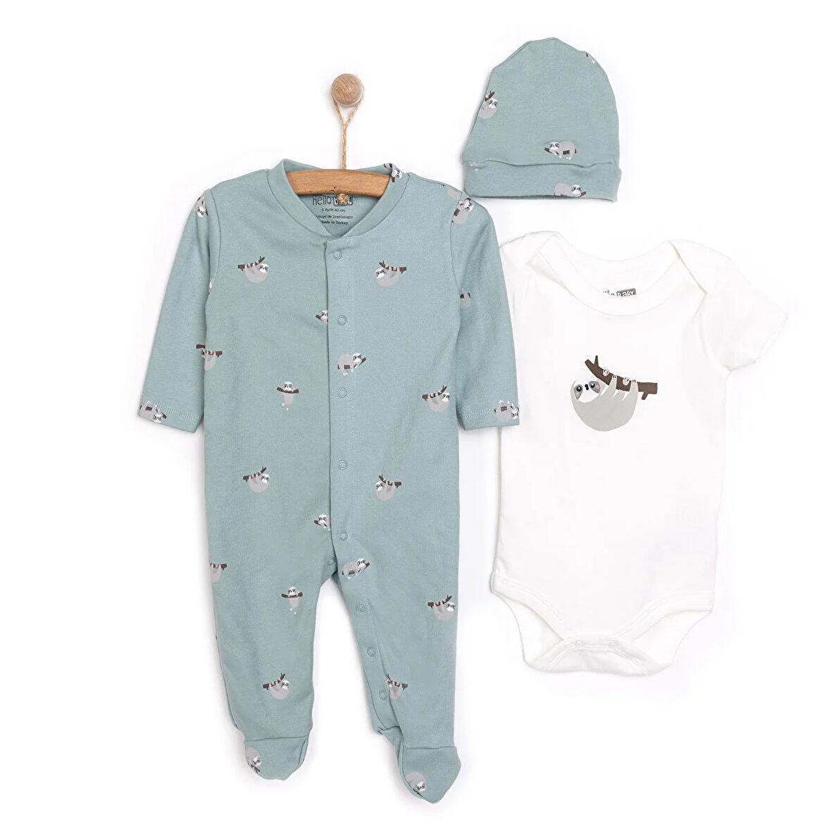 HelloBaby Erkek Tulum-Body-Şapka Erkek Bebek