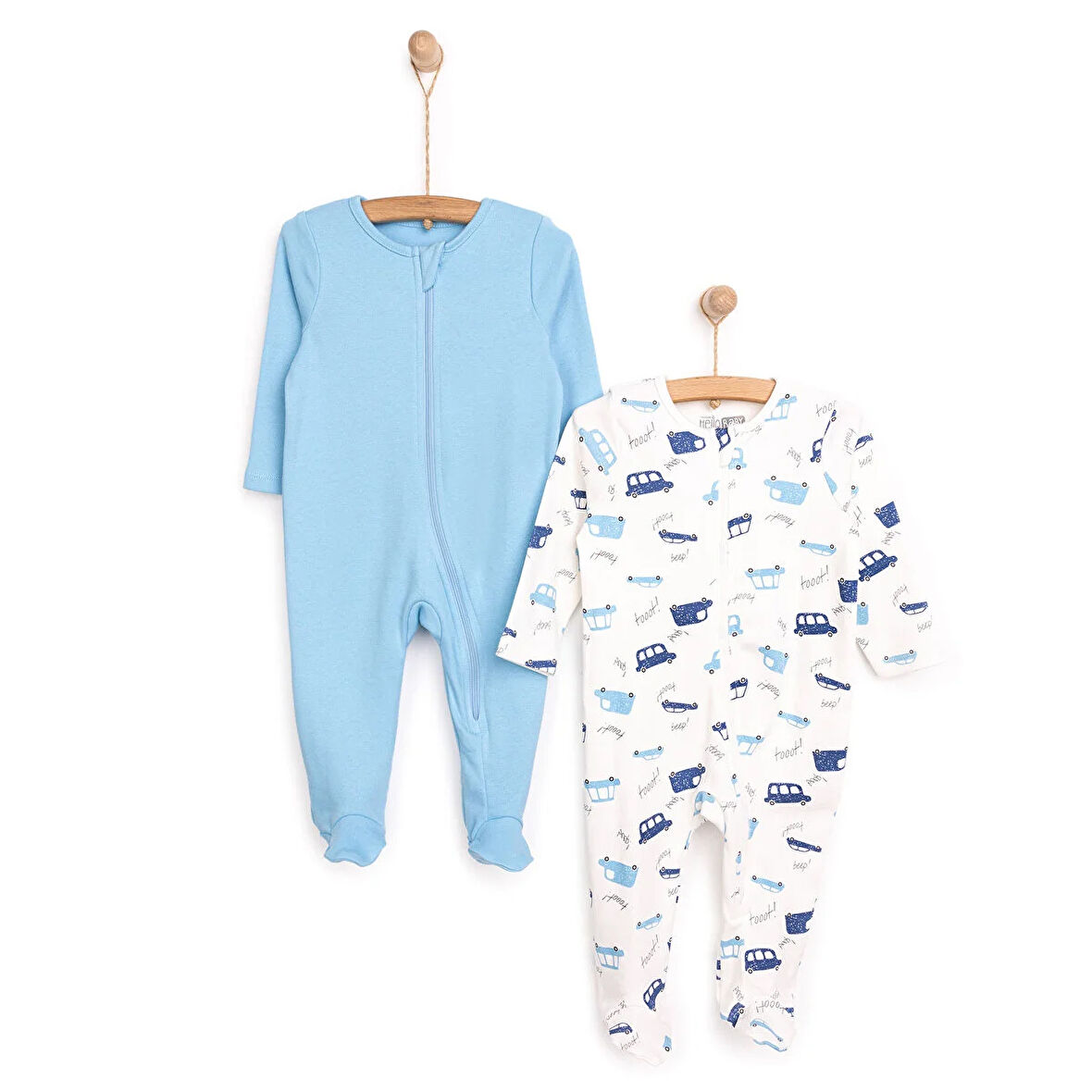 HelloBaby Yenidoğan 2li Erkek Patikli Tulum Erkek Bebek