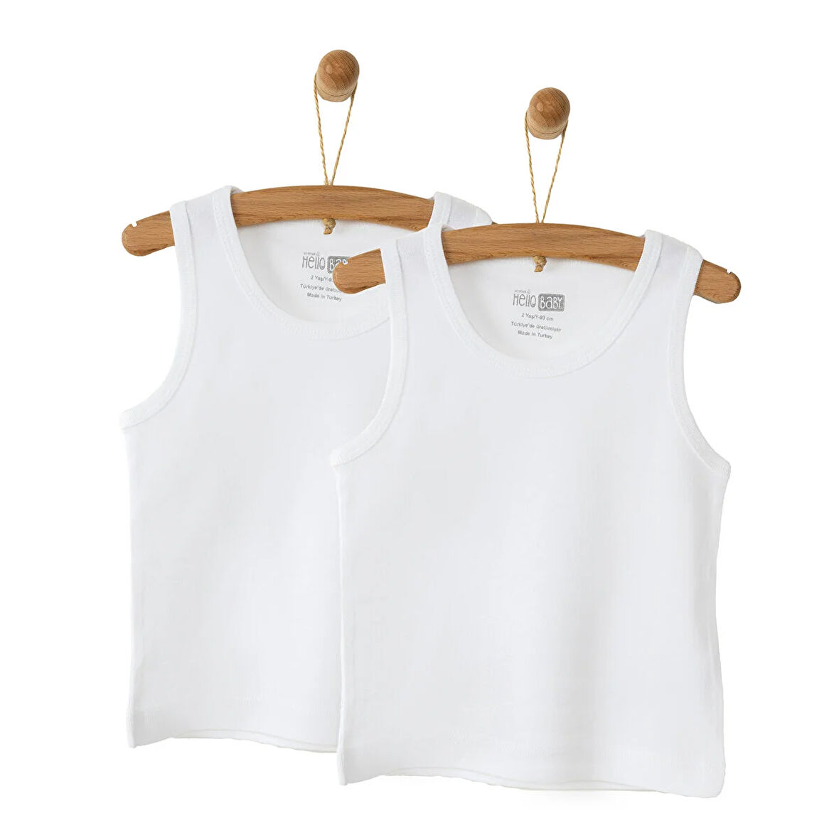 HelloBaby Erkek Bebek 2li Atlet Beyaz