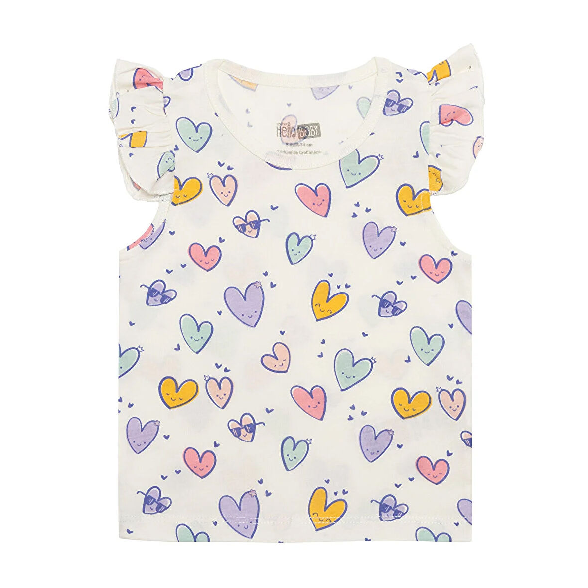 HelloBaby Basic Kız Kalp Desenli Atlet T-shirt Kız Bebek