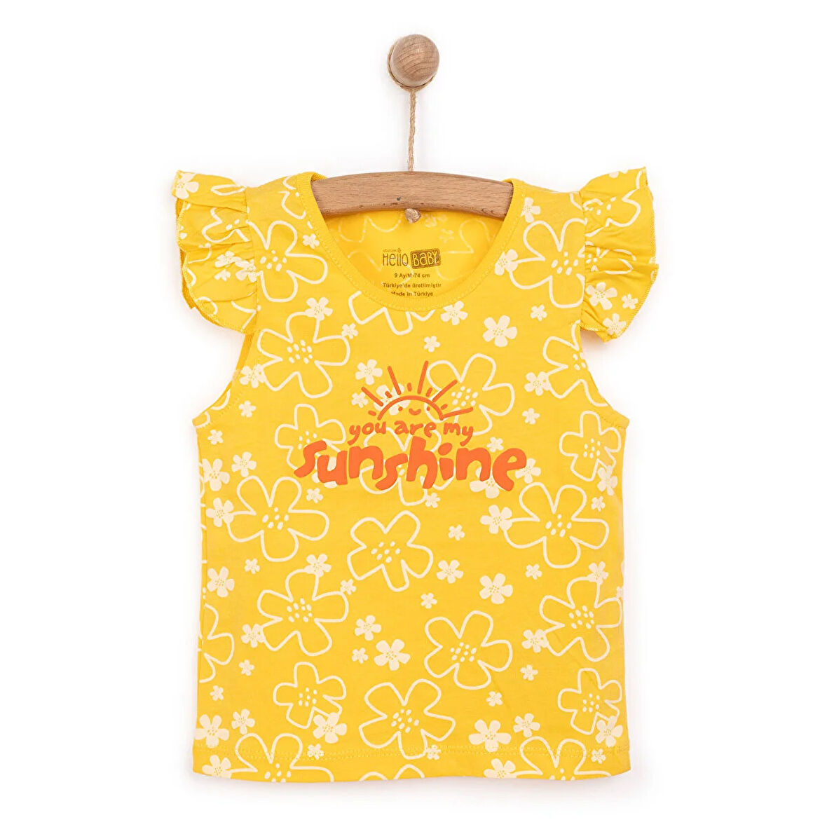 HelloBaby Basic Kız Güneş Işığı Desenli Atlet T-shirt Kız Bebek