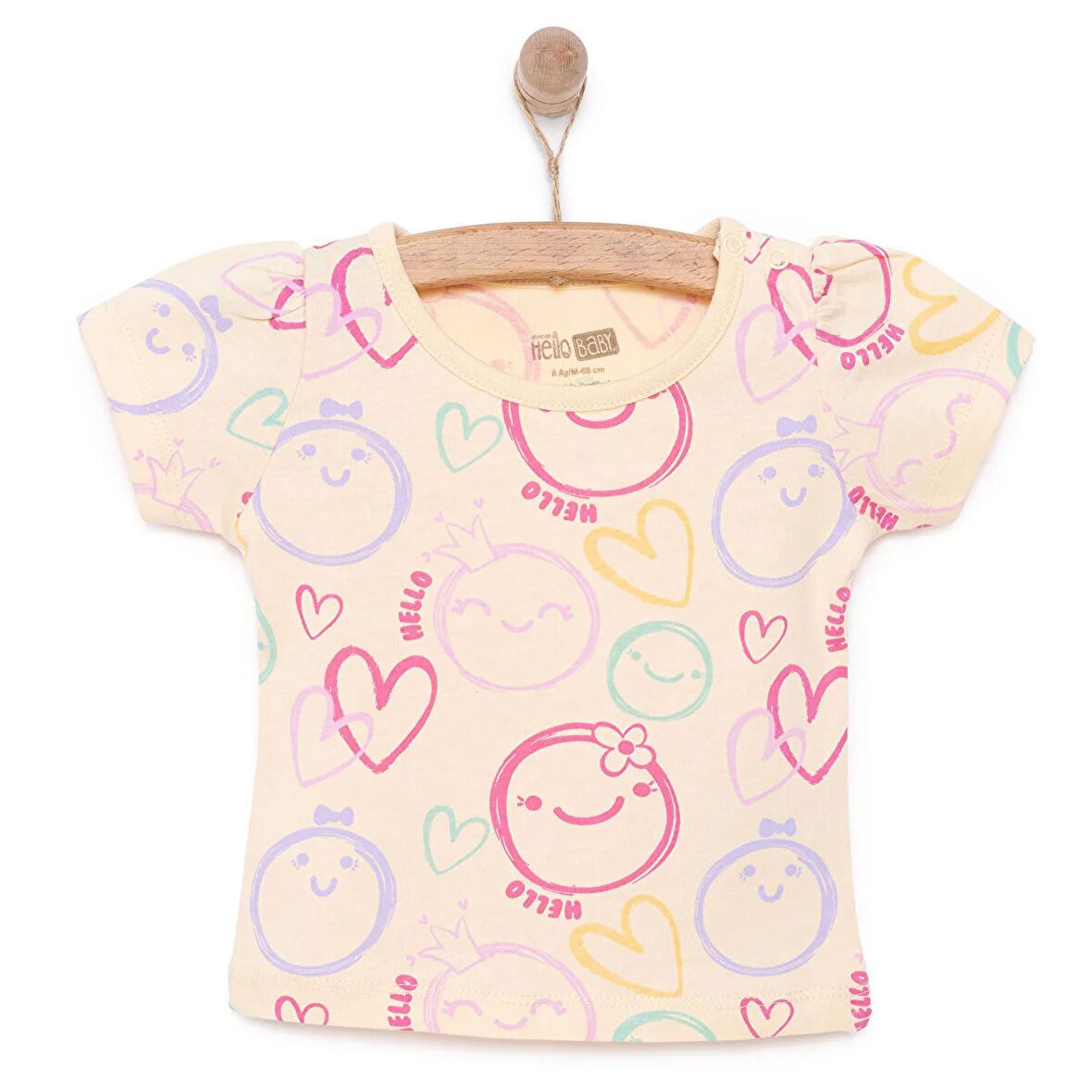 HelloBaby Basic Kız Gülen Yüz Desenli T-Shirt Kız Bebek