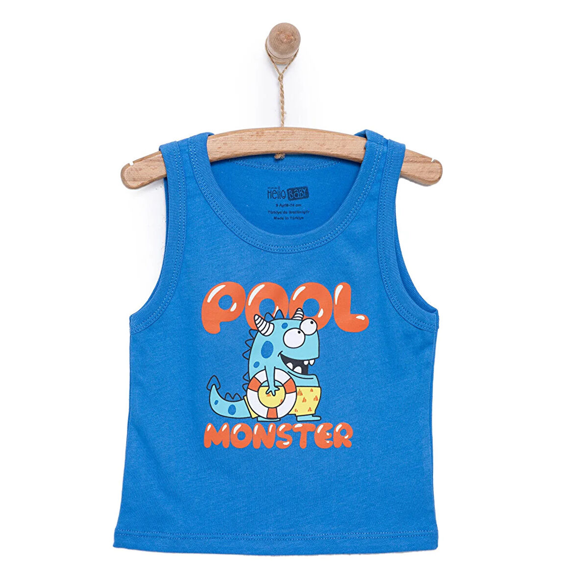 HelloBaby Basic Erkek Yüzücü Canavar Baskılı Atlet Tshirt Erkek Bebek