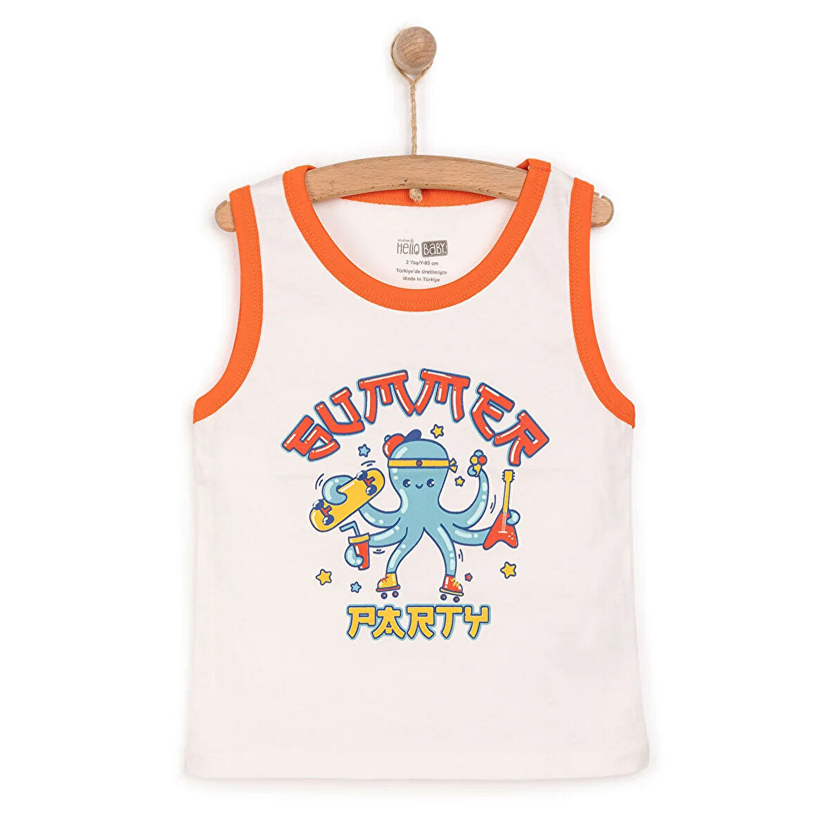 HelloBaby Basic Erkek Ahtapot Baskılı Atlet Tshirt Erkek Bebek