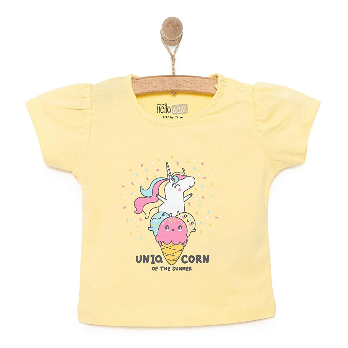 HelloBaby Basic Kız Dondurma Unicorn Baskılı T-Shirt Kız Bebek