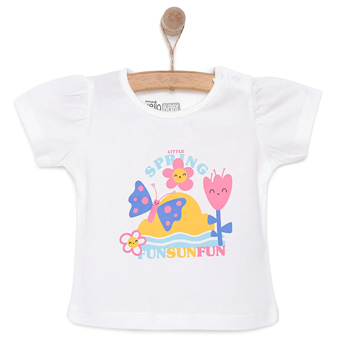 HelloBaby Basic Kız Kelebek Baskılı T-Shirt Kız Bebek