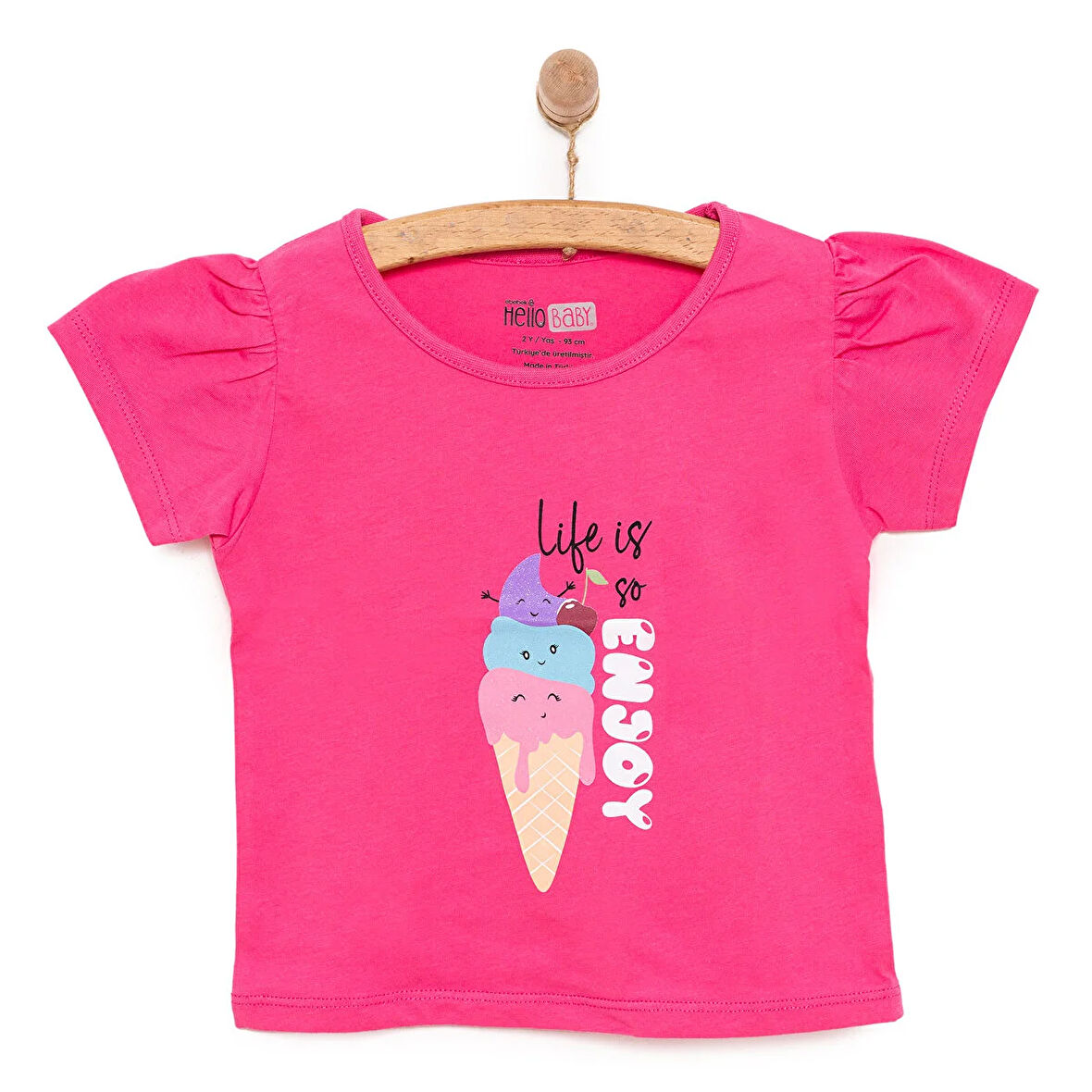 HelloBaby Basic Kız Eğlenceli Dondurma Baskılı T-Shirt Kız Bebek