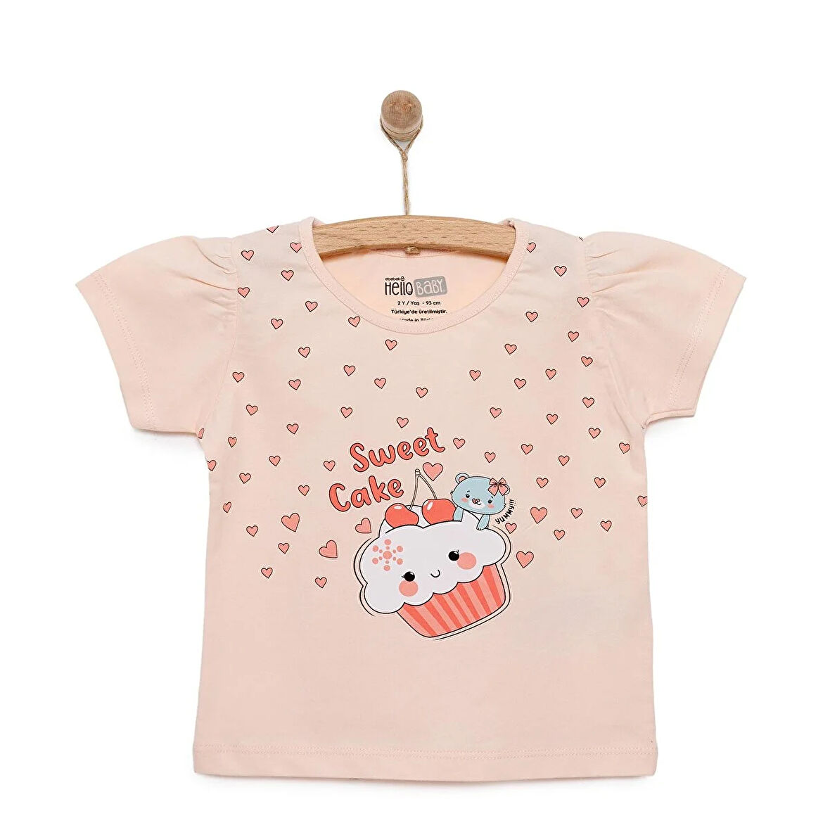 HelloBaby Basic Kız Tatlı Kek Baskılı T-Shirt Kız Bebek