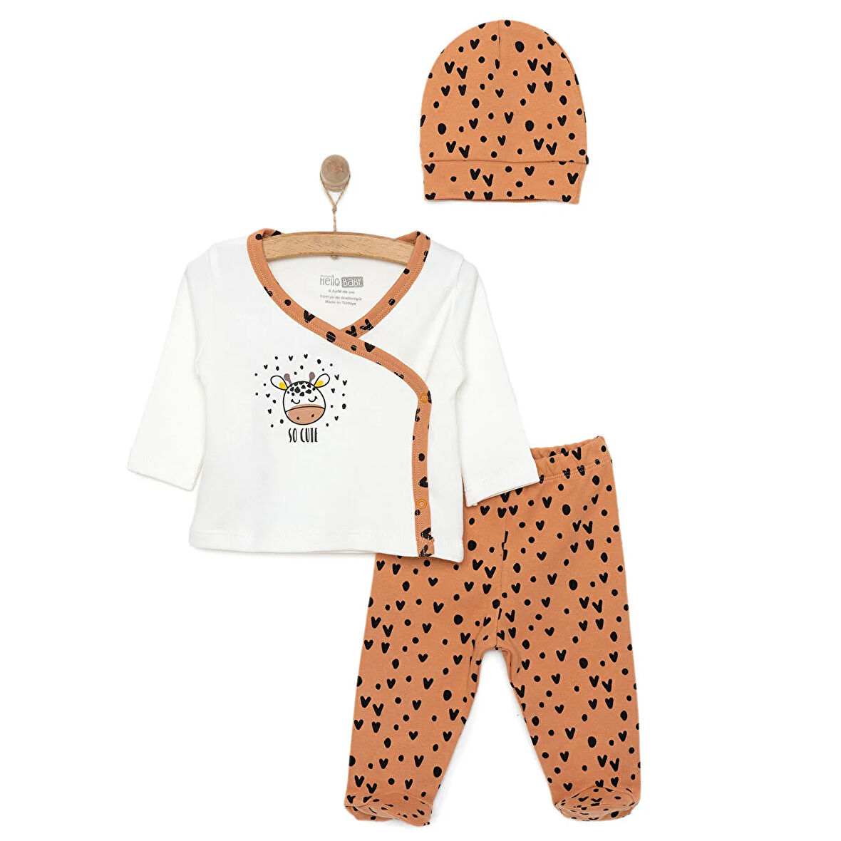 HelloBaby Kız Zıbın-Şapka-Patikli Alt Kız Bebek