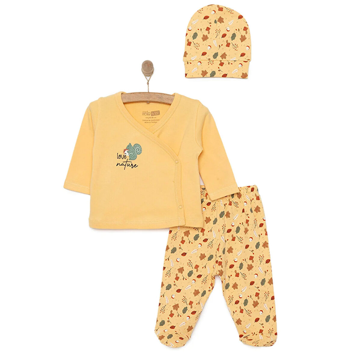 HelloBaby Kız Zıbın-Şapka-Patikli Alt Kız Bebek