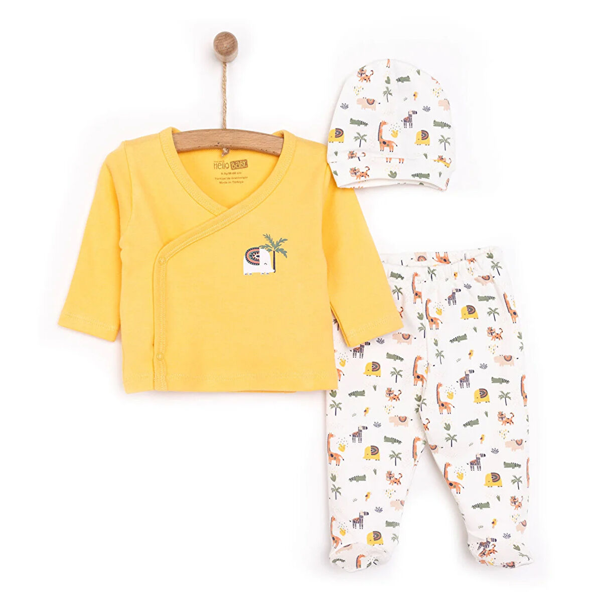 HelloBaby Kız Zıbın-Şapka-Patikli Alt Kız Bebek