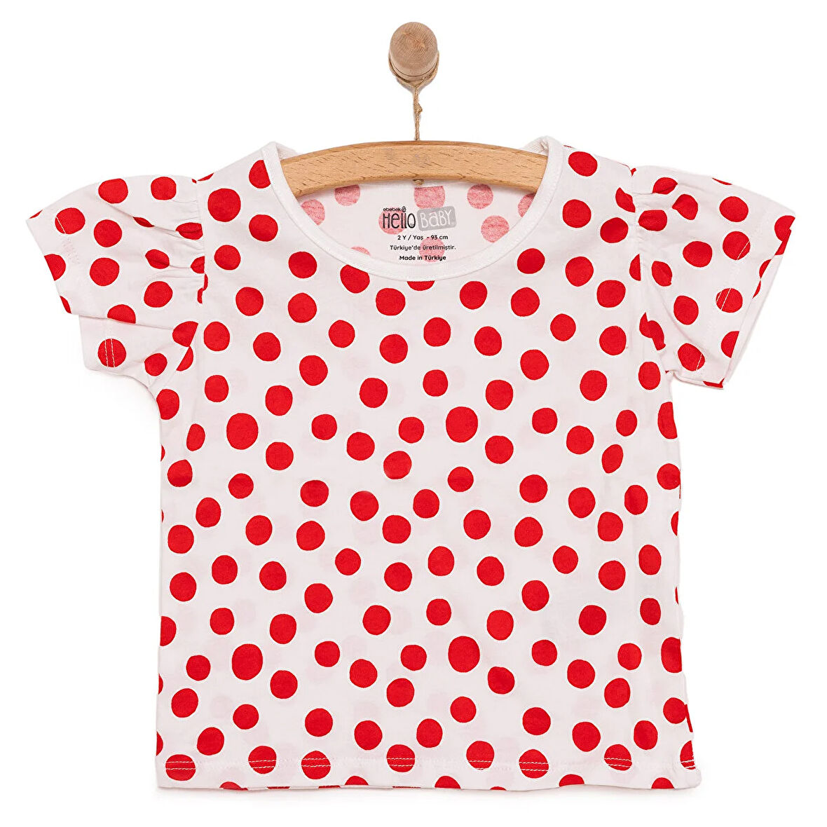 HelloBaby Basic Kız Puantiye Desenli  Baskılı T-Shirt Kız Bebek