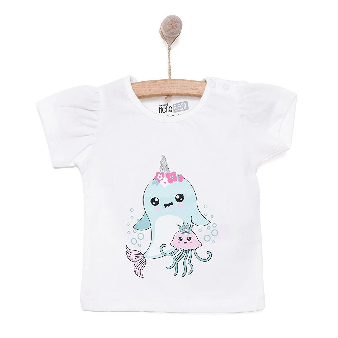 HelloBaby Basic Kız Balina Baskılı T-Shirt Kız Bebek