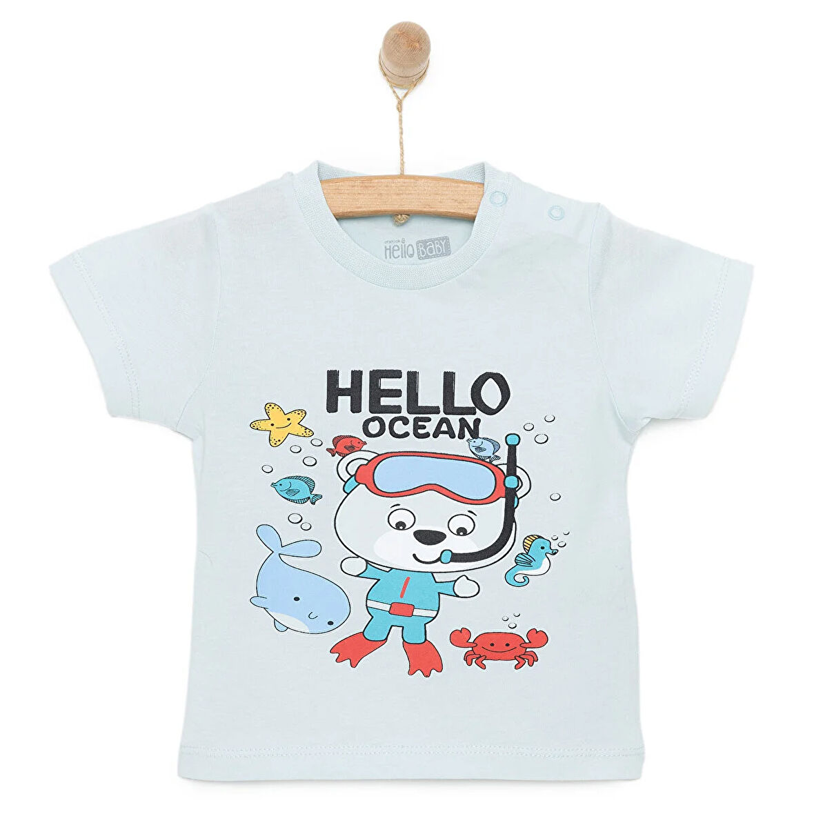 HelloBaby Basic Erkek Okyanus Baskılı T-Shirt Erkek Bebek