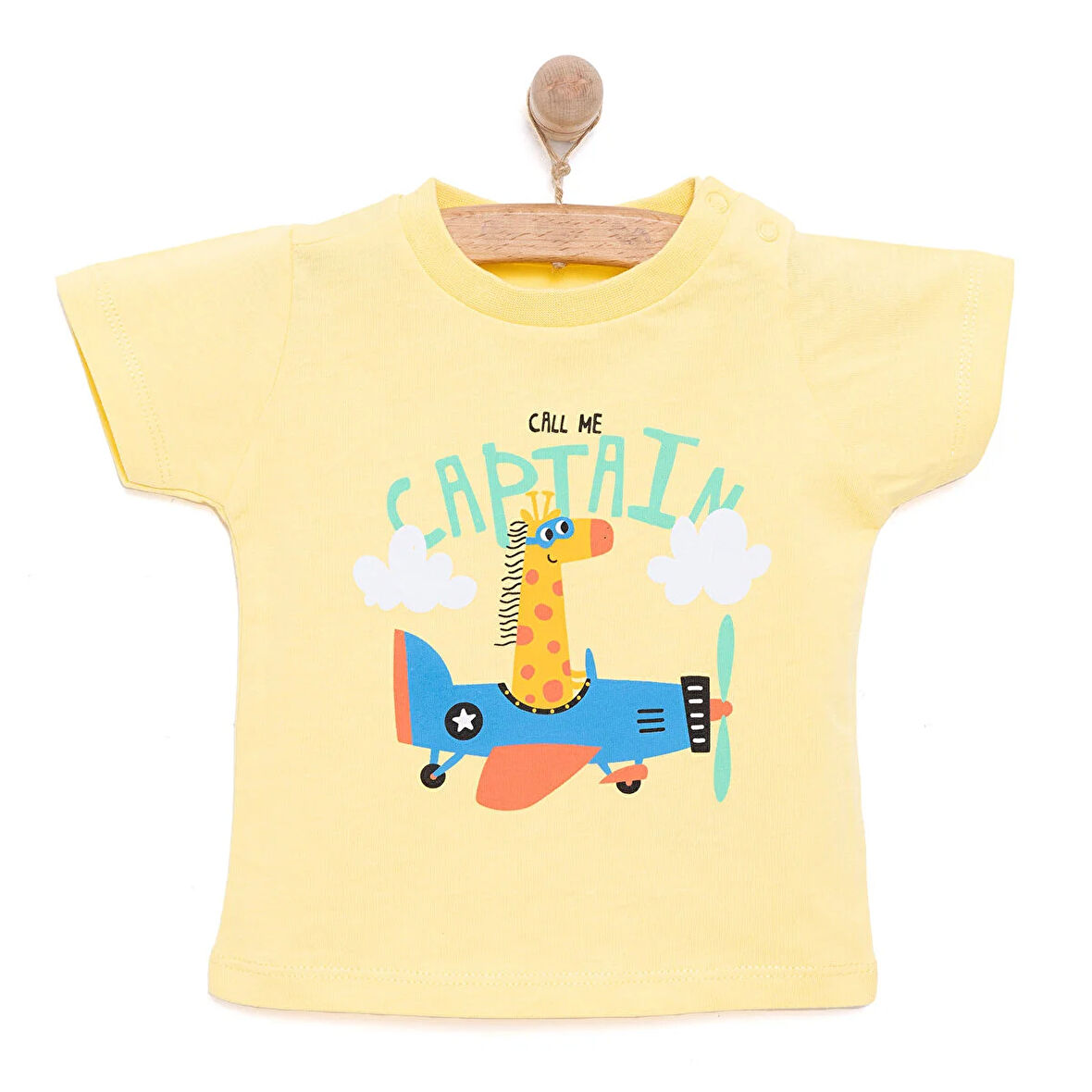 HelloBaby Basic Erkek Pilot Zürafa Baskılı T-Shirt Erkek Bebek