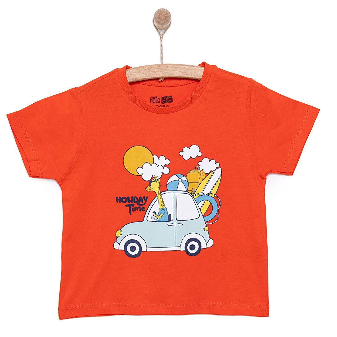 HelloBaby Basic Erkek Tatil ve Zürafa Baskılı T-Shirt Erkek Bebek