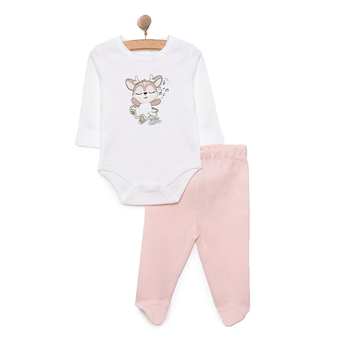 HelloBaby Ayı Baskılı Yenidoğan Kız Body-Patikli Alt Kız Bebek