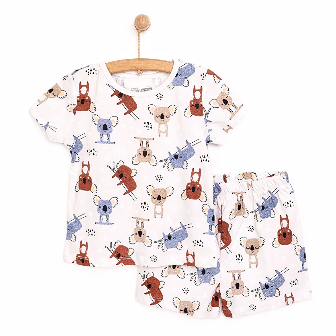 HelloBaby Erkek Çocuk  Kısa Kol Koala Desenli Bisiklet Yaka Pijama Takımı