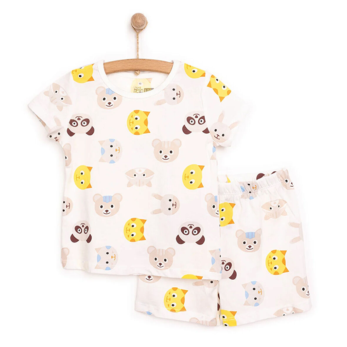 HelloBaby Erkek Kısa Kol Hayvan Desenli Bisiklet Yaka Pijama Takımı