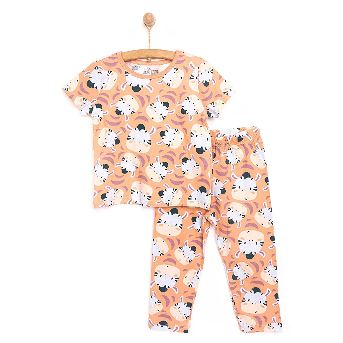 HelloBaby Erkek Kısa Kol Zebra Desenli Bisiklet Yaka Pijama Takımı