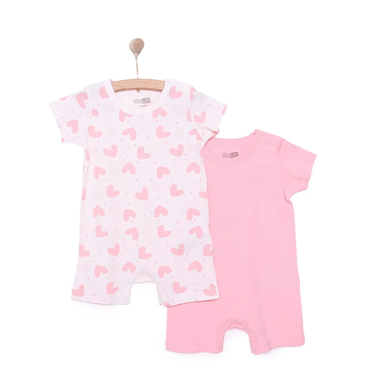 HelloBaby Yenidoğan Kız 2li Kısa Tulum Kız Bebek