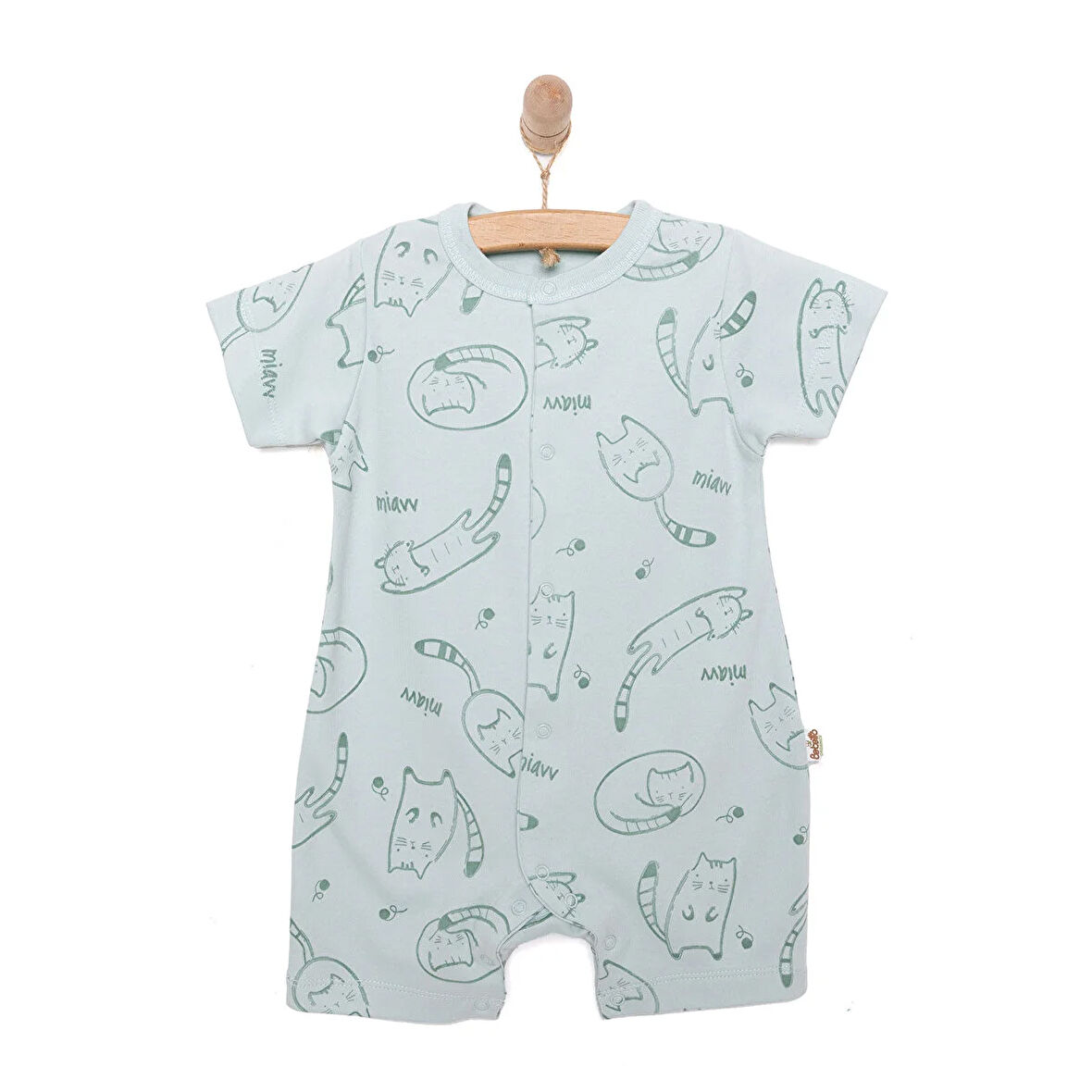 Bebetto Yenidoğan Organic Sleepy Cat Uni Kısa Tulum Unisex