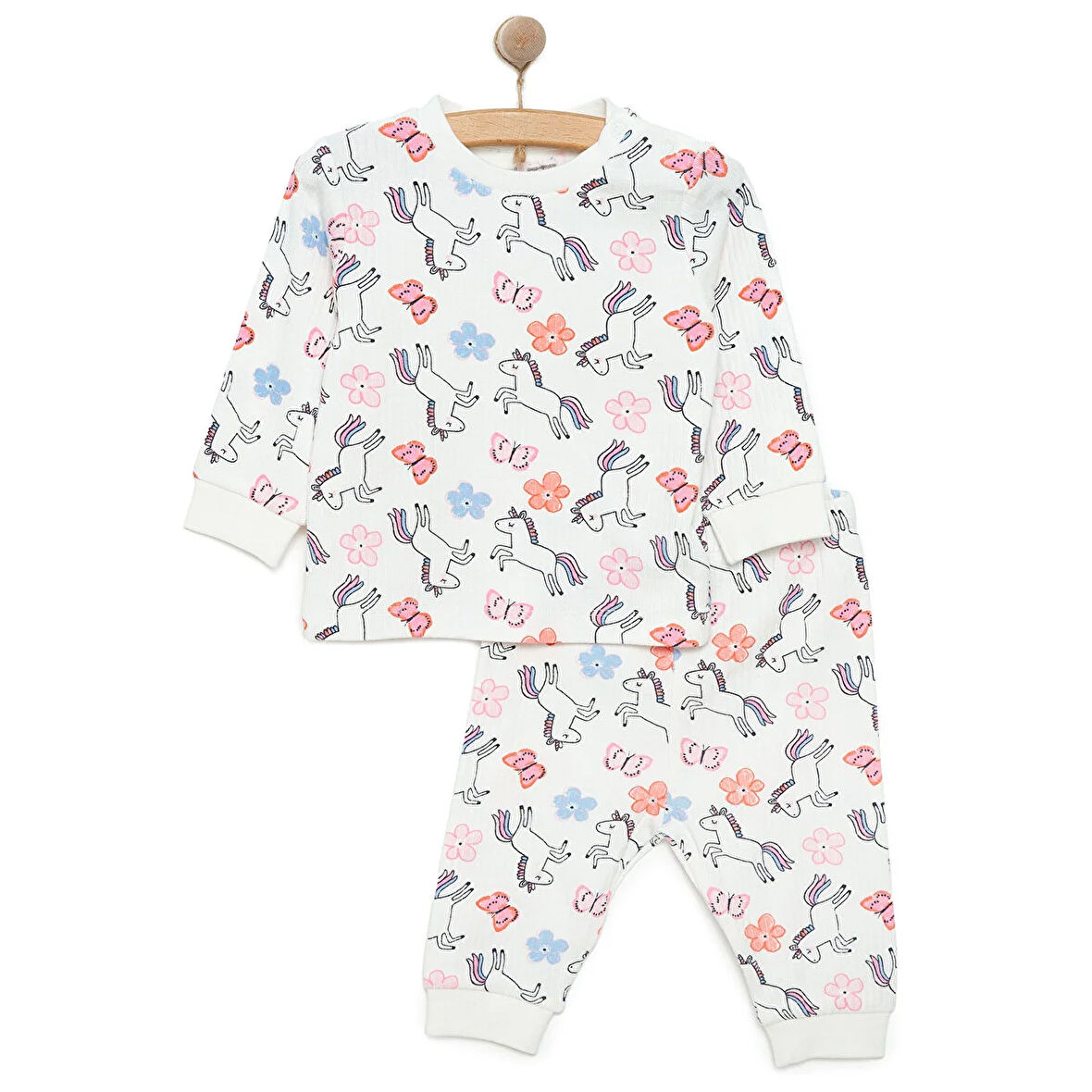 HelloBaby Kız Unicorn Desenli Uzun Kol Pijama Takımı