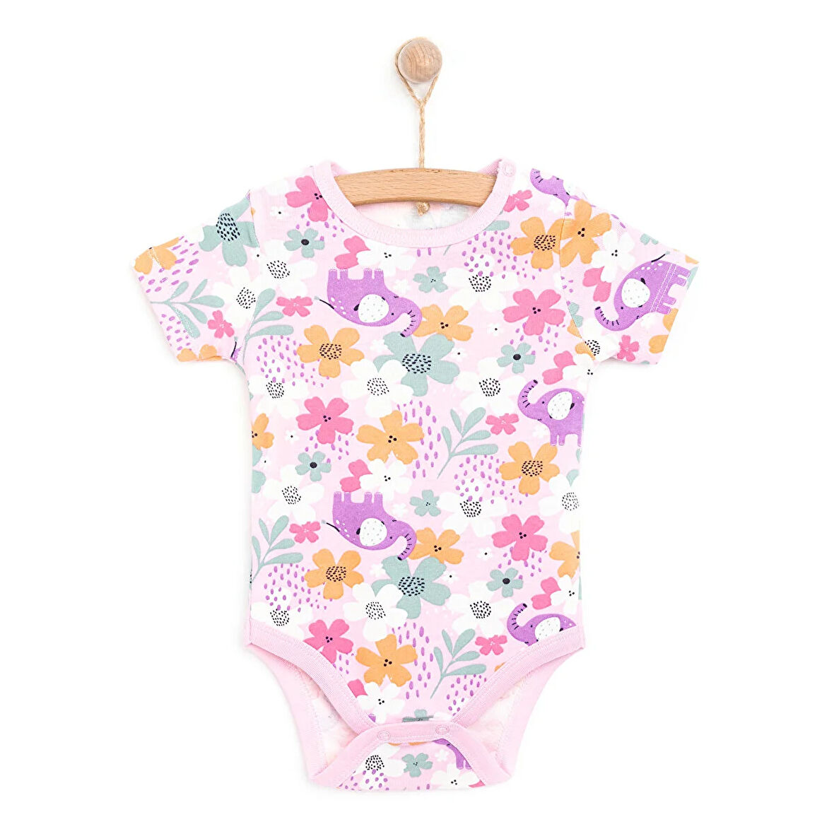 HelloBaby Hayvan Desenli Kısa Kol Body Kız Bebek