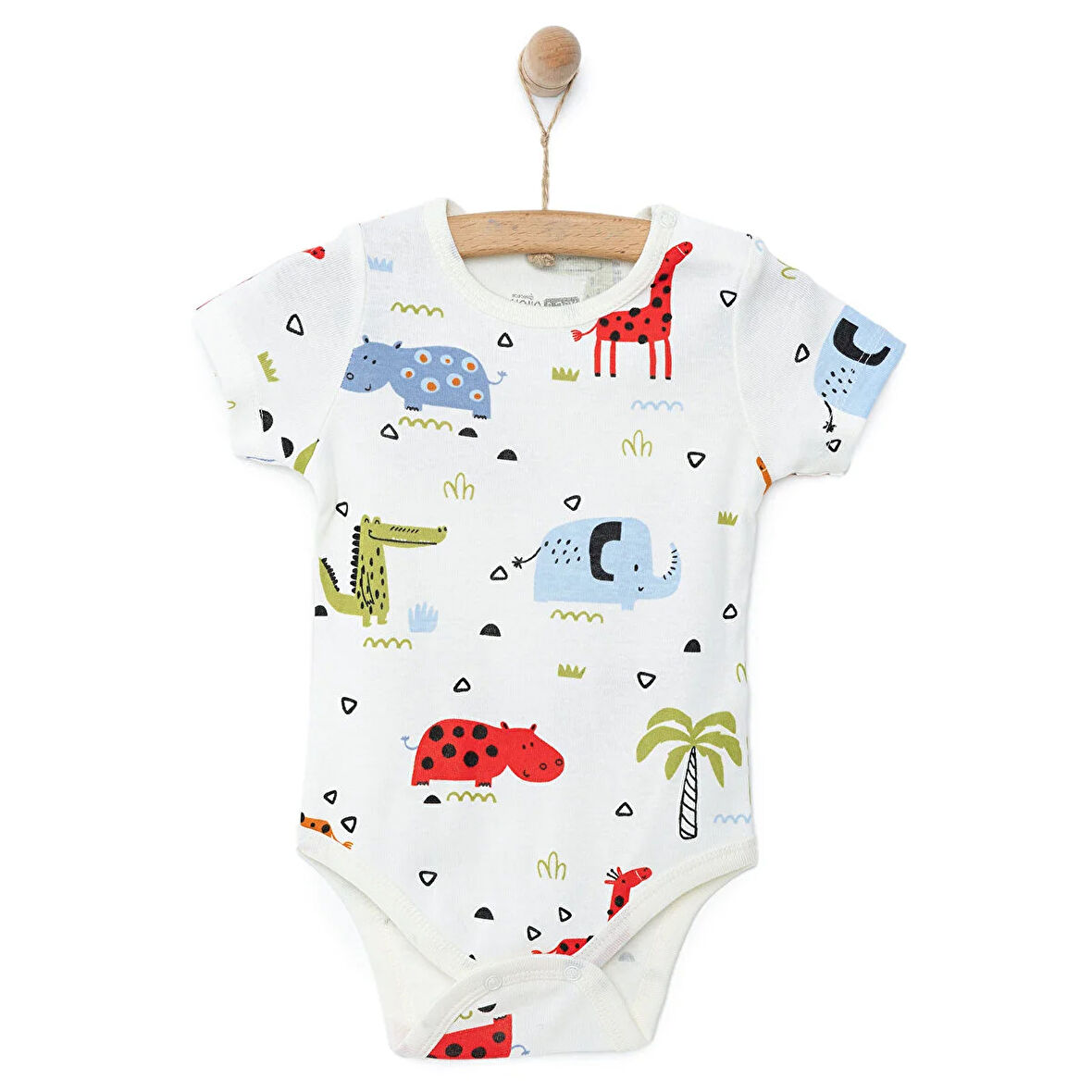 HelloBaby Hayvan Desenli Kısa Kol Body Erkek Bebek