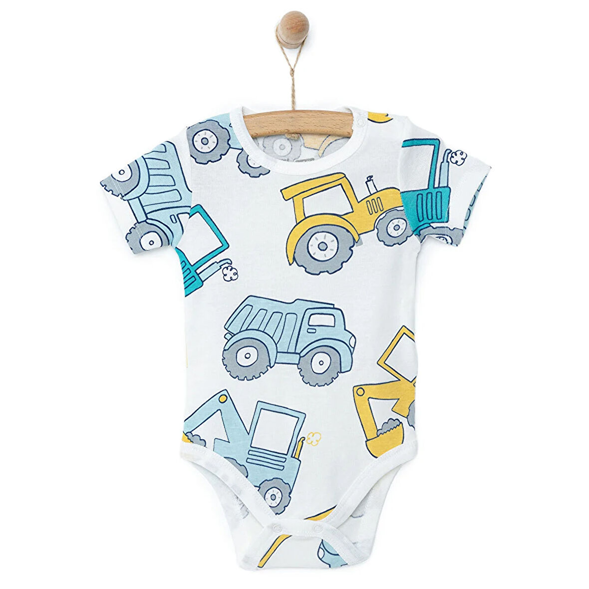 HelloBaby Hayvan Desenli Kısa Kol Body Erkek Bebek