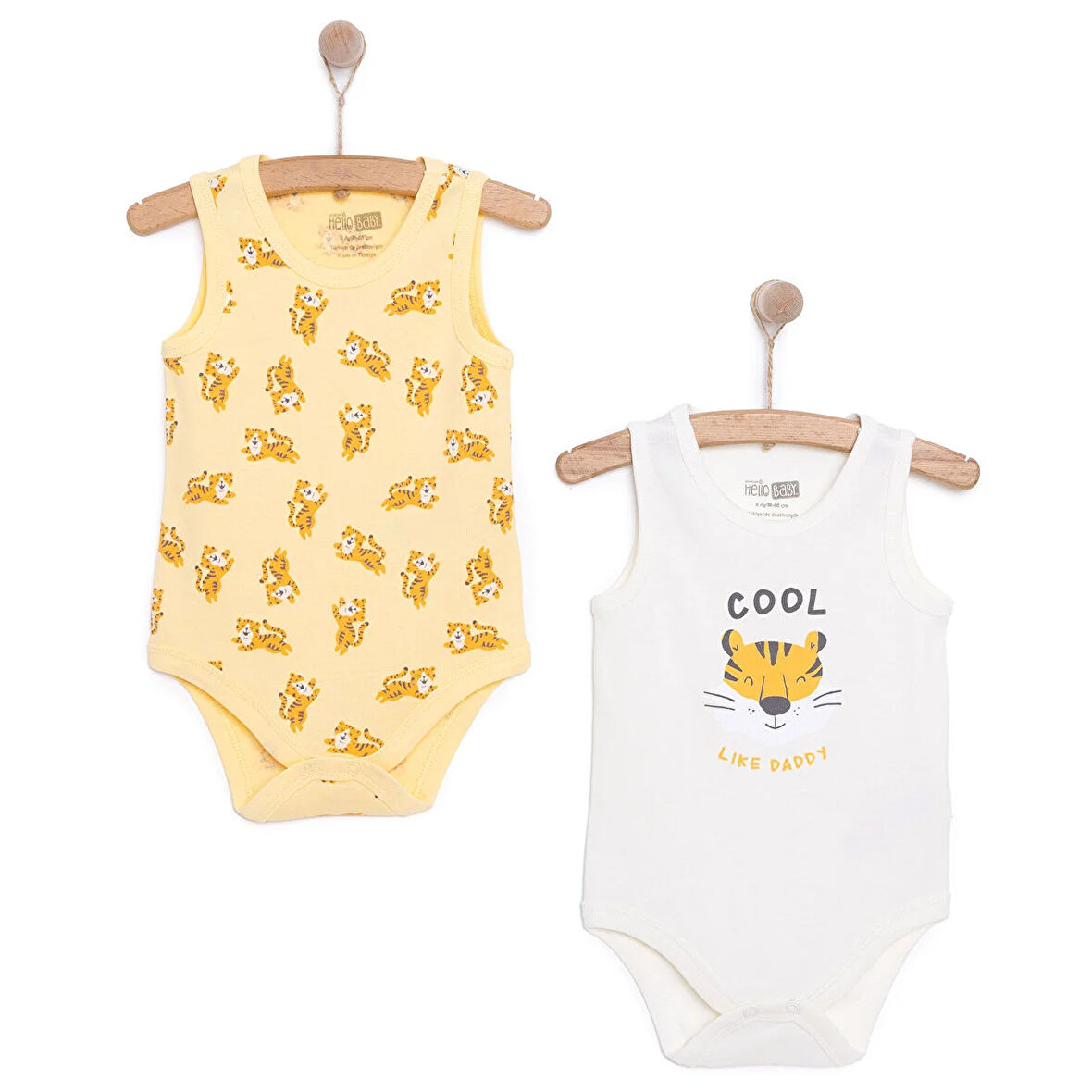 HelloBaby Erkek Bebek 2li Atlet Body Bisiklet Yaka Turuncu 3 Ay