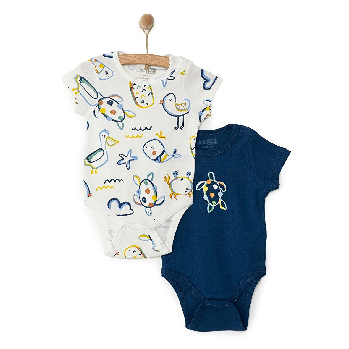 HelloBaby Erkek 2li Kısa Kol Body Erkek Bebek