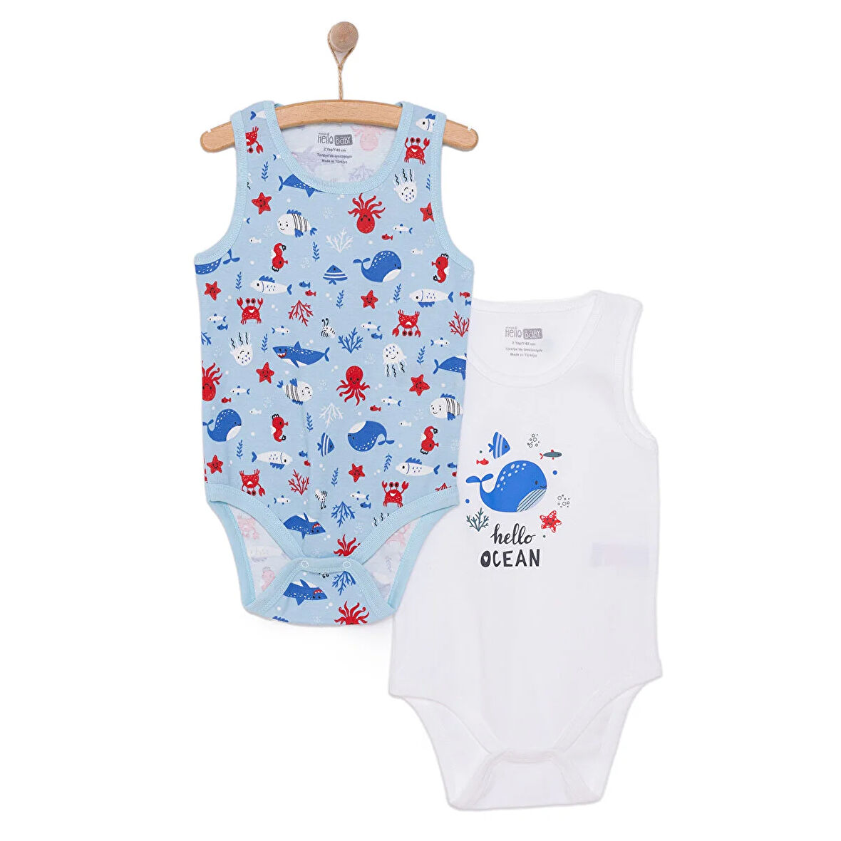 HelloBaby Deniz Desenli 2'li Atlet Body