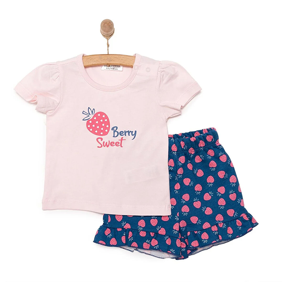 HelloBaby Basic Çilek Baskılı Şortlu Takım Kız Bebek