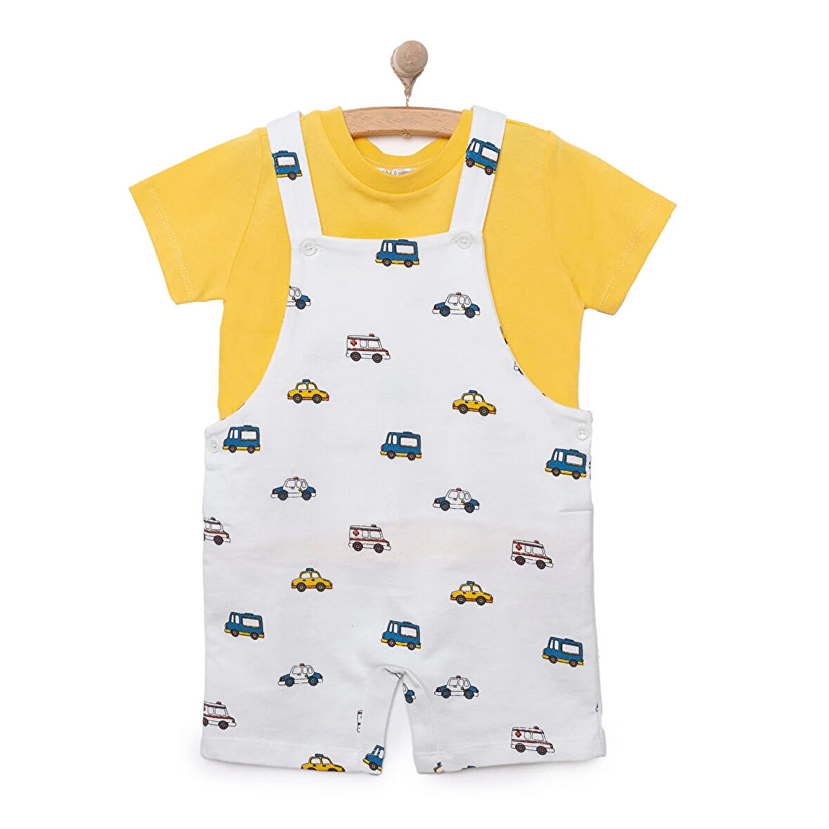 HelloBaby Basic Erkek Araba Desenli Şort Salopet-Tshirt Erkek Bebek