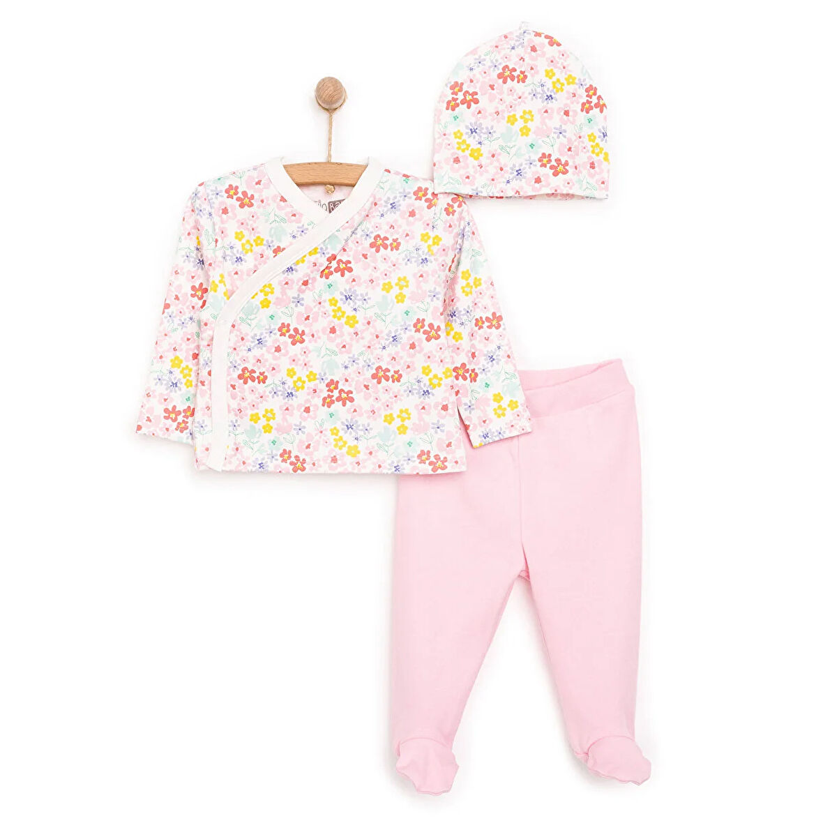 HelloBaby Kız Zıbın-Şapka-Patikli Alt Kız Bebek