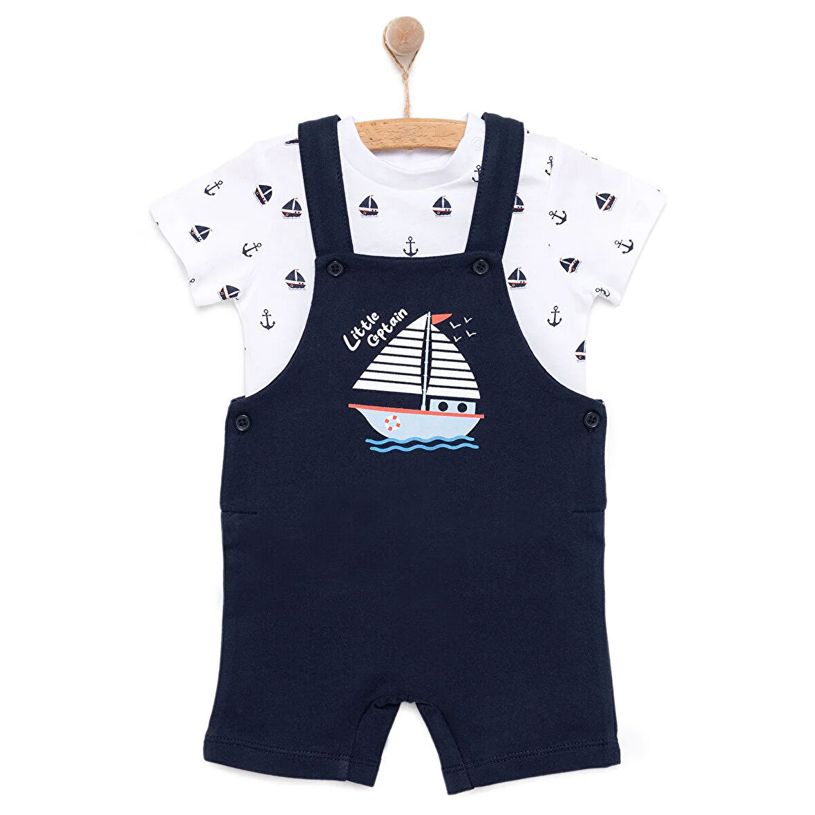 HelloBaby Basic Erkek Yelken Baskılı Şort Salopet-Tshirt Erkek Bebek