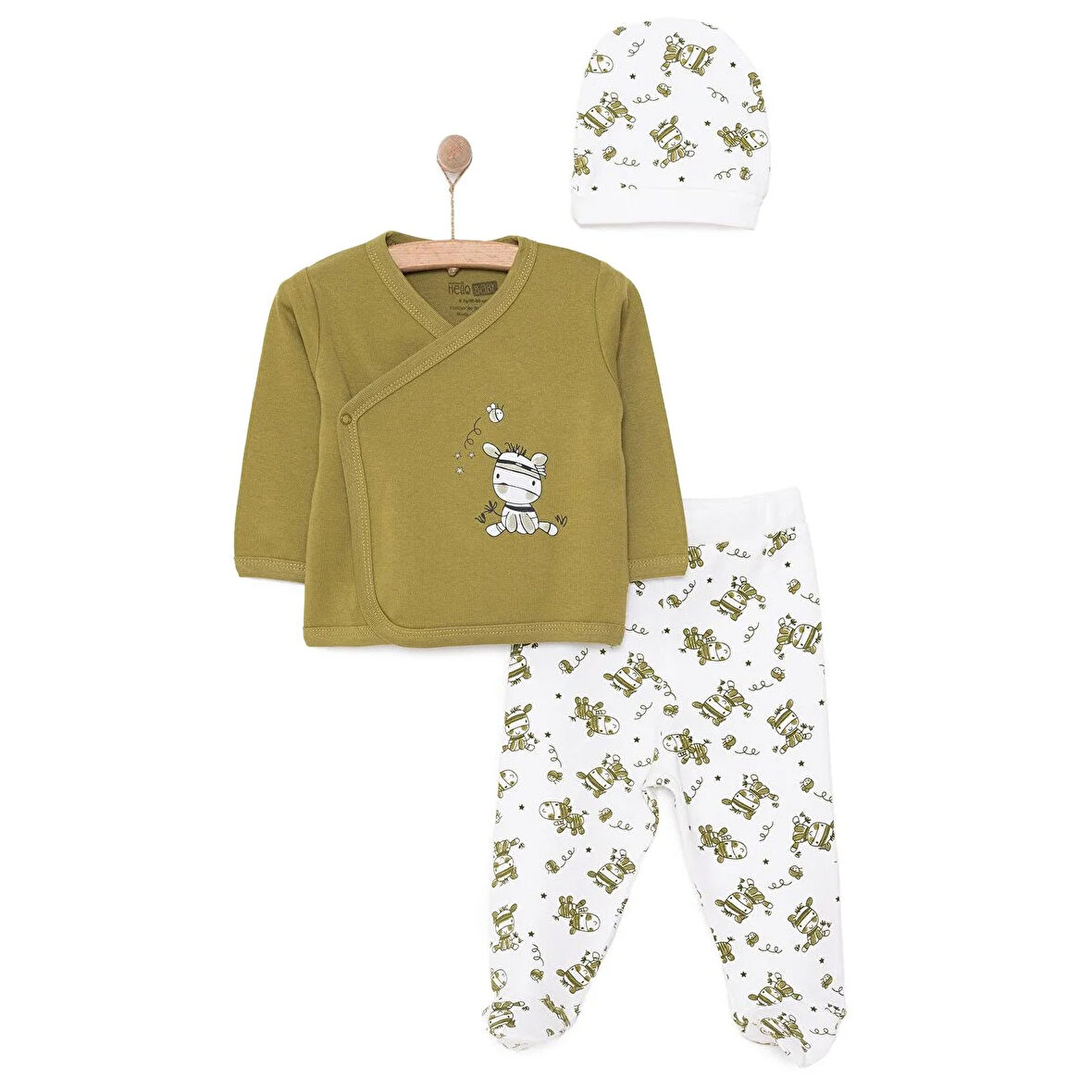HelloBaby Erkek Zıbın-Şapka-Patikli Alt Erkek Bebek