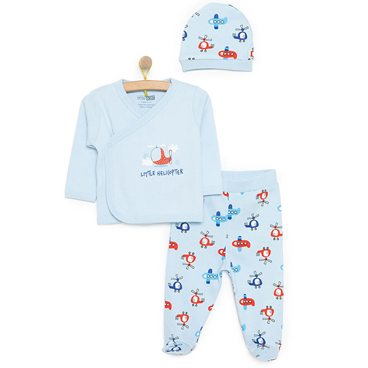 HelloBaby Erkek Zıbın-Şapka-Patikli Alt Erkek Bebek