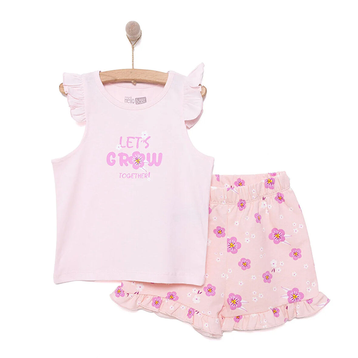 HelloBaby Basic Kız Birlikte Büyüyelim Baskılı Atlet-Şort Kız Bebek