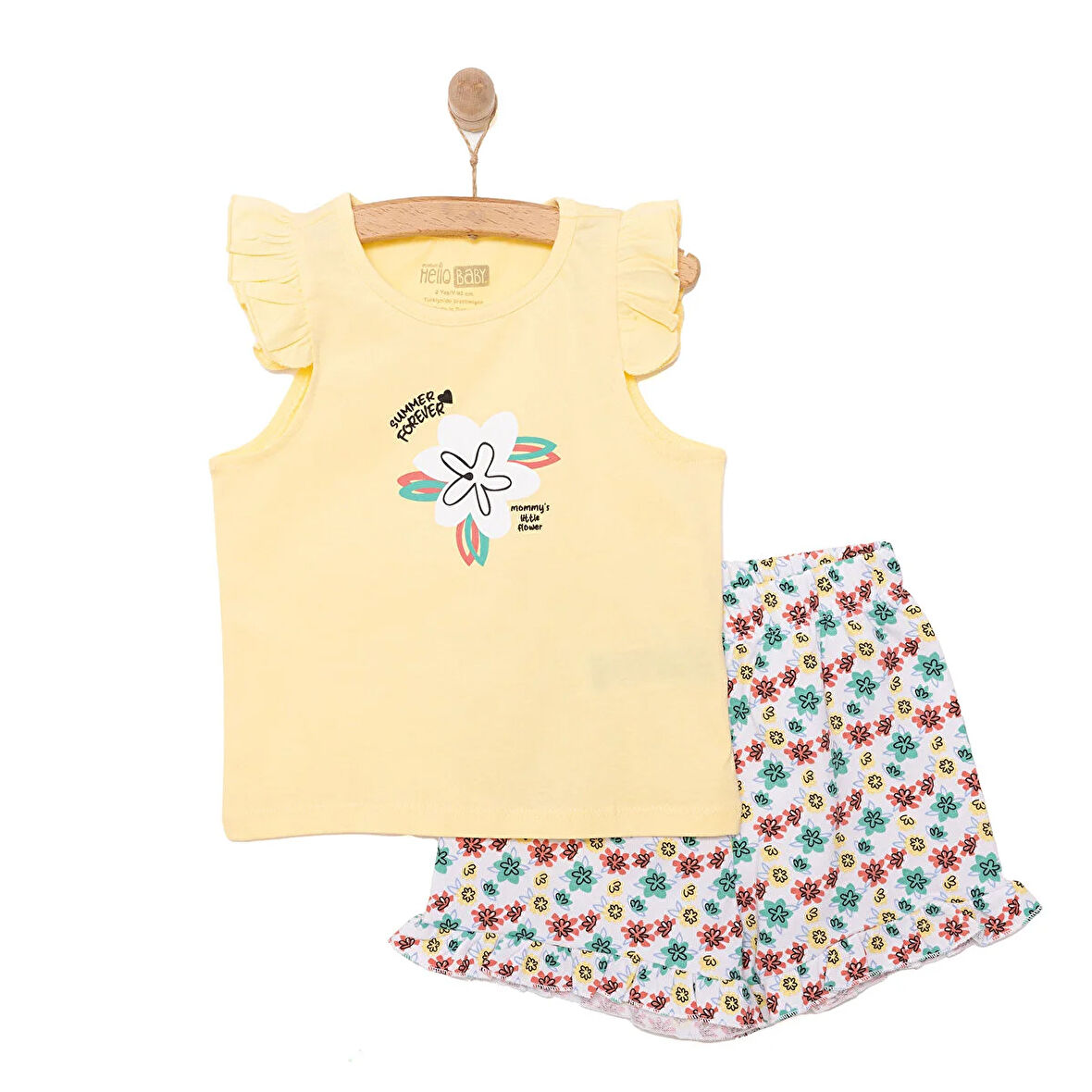 HelloBaby Basic Kız Yaz Çiçekleri Baskılı Atlet-Şort Kız Bebek
