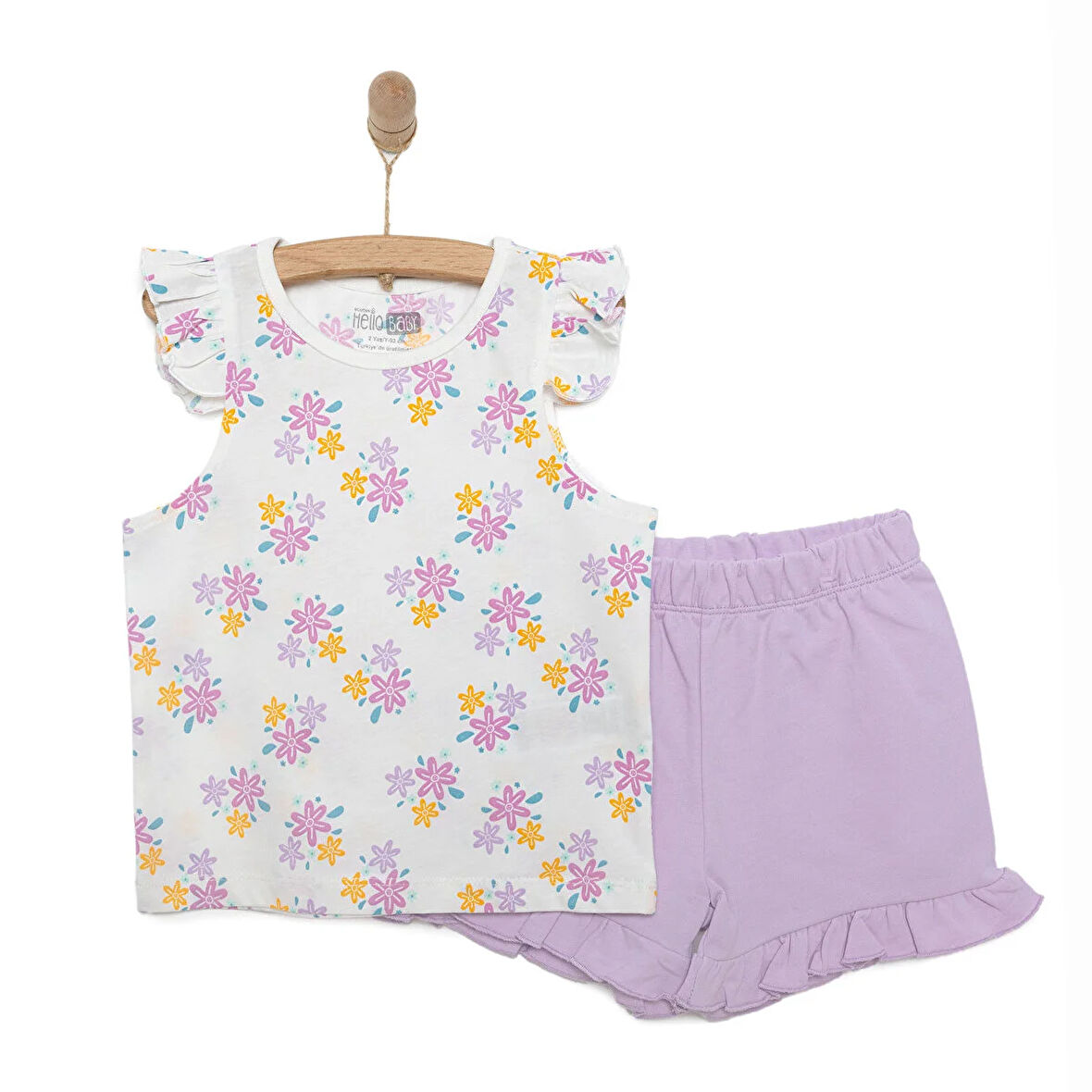 HelloBaby Basic Kız Çiçek Baskılı Atlet-Şort Kız Bebek